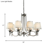 Twisted Arm Chandelier 8 Bulbs Pendant Light Kit - Traditional Metallic Design In Silver/Blue/White