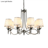 Twisted Arm Chandelier 8 Bulbs Pendant Light Kit - Traditional Metallic Design In Silver/Blue/White