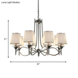 Twisted Arm Chandelier 8 Bulbs Pendant Light Kit - Traditional Metallic Design In Silver/Blue/White