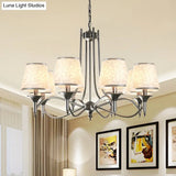 Twisted Arm Chandelier 8 Bulbs Pendant Light Kit - Traditional Metallic Design In Silver/Blue/White