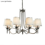 Twisted Arm Chandelier 8 Bulbs Pendant Light Kit - Traditional Metallic Design In Silver/Blue/White