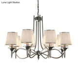Twisted Arm Chandelier 8 Bulbs Pendant Light Kit - Traditional Metallic Design In Silver/Blue/White