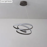 Twisted Circle Suspension Pendant Led Chandelier In Coffee With Warm/White Light For Bedroom