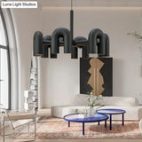 U-Shaped Led Chandelier: Sleek Metal Art Deco Lighting For Living Room