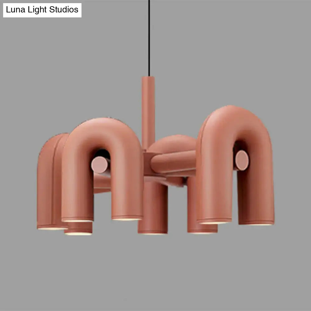 U-Shaped Led Chandelier: Sleek Metal Art Deco Lighting For Living Room