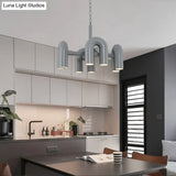 U-Shaped Led Chandelier: Sleek Metal Art Deco Lighting For Living Room