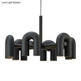 U-Shaped Led Chandelier: Sleek Metal Art Deco Lighting For Living Room