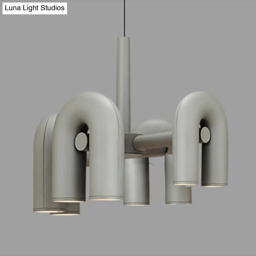 U-Shaped Led Chandelier: Sleek Metal Art Deco Lighting For Living Room