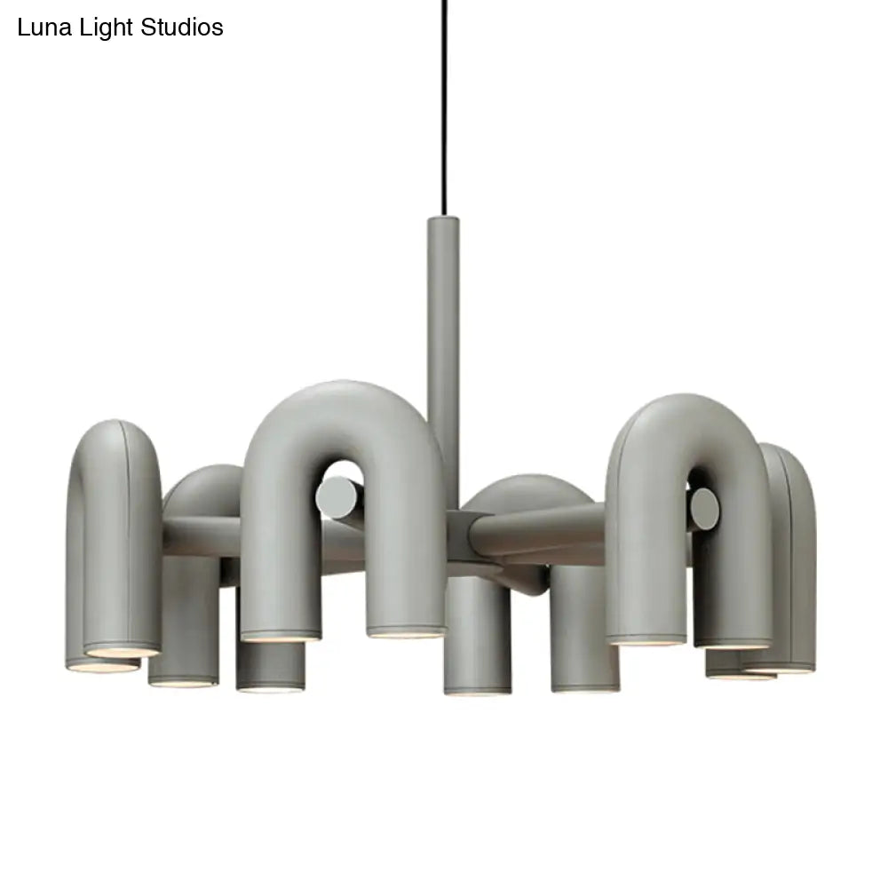 U-Shaped Led Chandelier: Sleek Metal Art Deco Lighting For Living Room