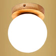 Ultra - Contemporary 1 - Light White Glass Semi Flush Chandelier Ceiling Light For Hallway Wood /