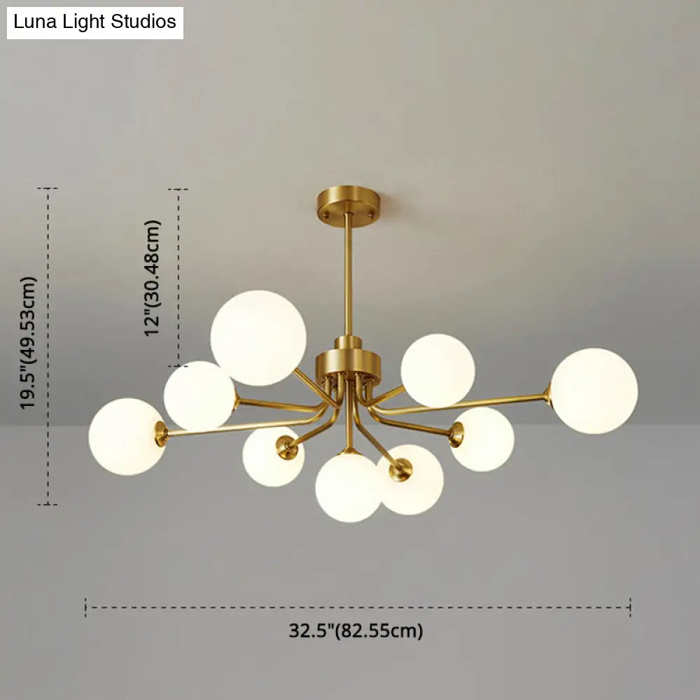 Ultra-Contemporary Milk Glass Balloon Chandelier For Living Room Ceiling