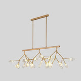 Ultra-Modern 27-Light Island Metal Pendant With Clear Shade For Dining Room Gold