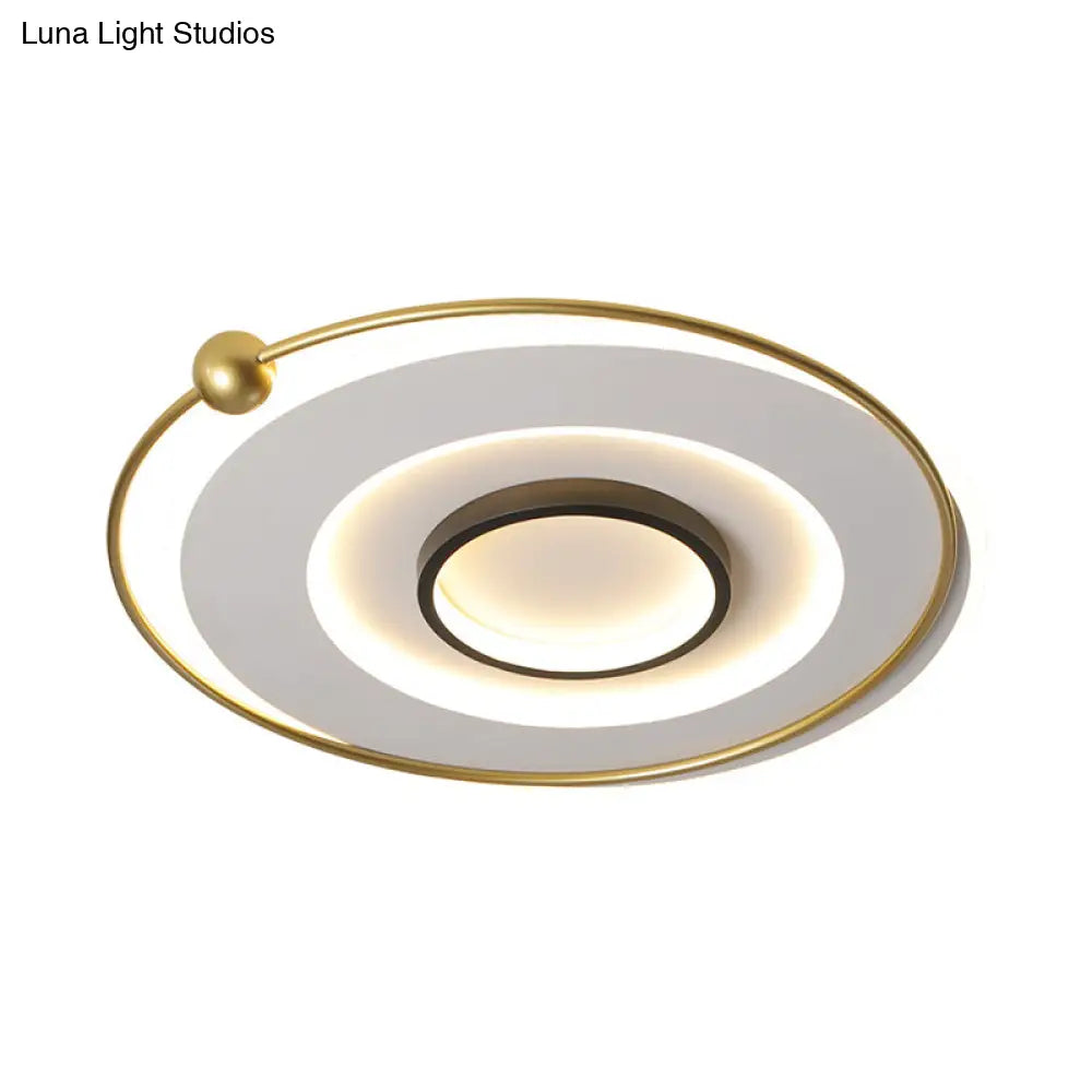 Ultra-Modern Black And Gold Led Ceiling Lamp In Warm/White Light 16.5’/22’ Circular Thin