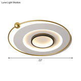 Ultra-Modern Black And Gold Led Ceiling Lamp In Warm/White Light 16.5’/22’ Circular Thin