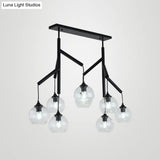 Ultra-Modern Clear Glass Island Pendant With 8 Lights - Hanging Ceiling Fixture