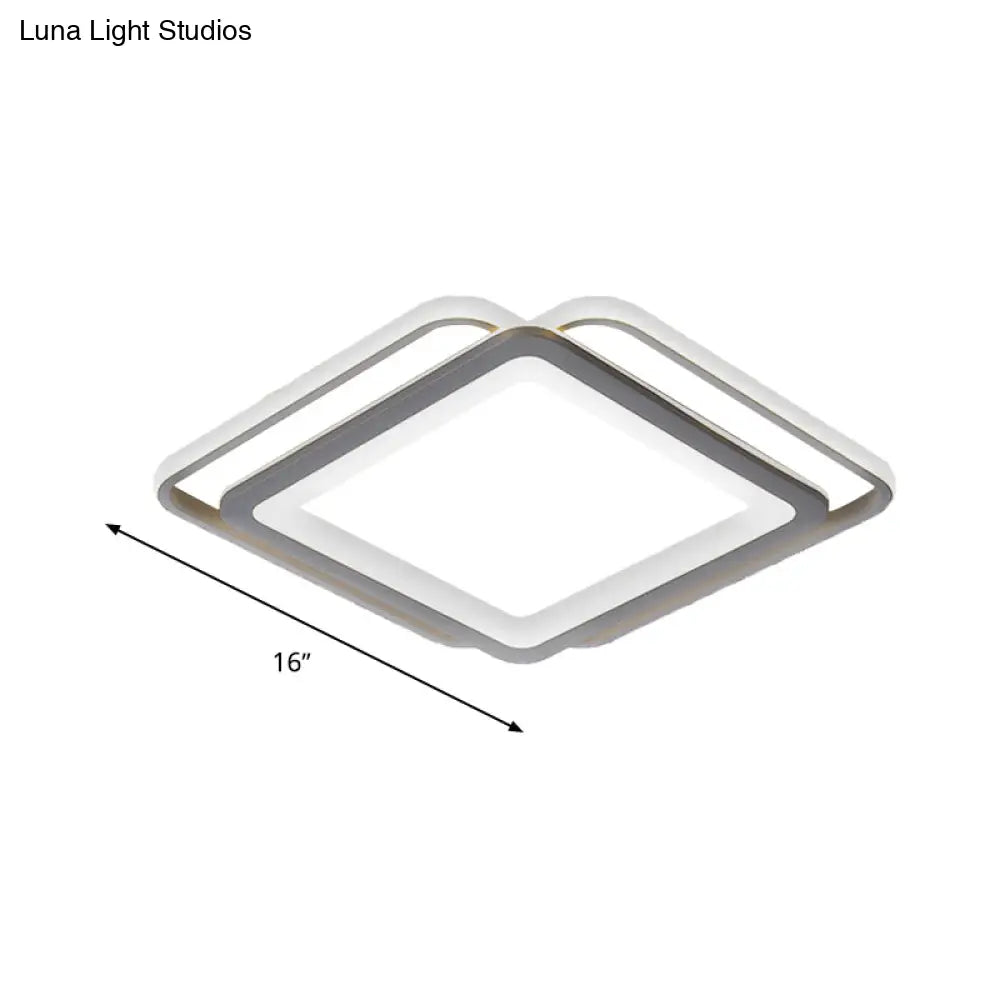 Ultra Slim Acrylic Ceiling Flush Mount Led Fixture (16’/19.5’/35.5’) In Grey With Warm/White Light