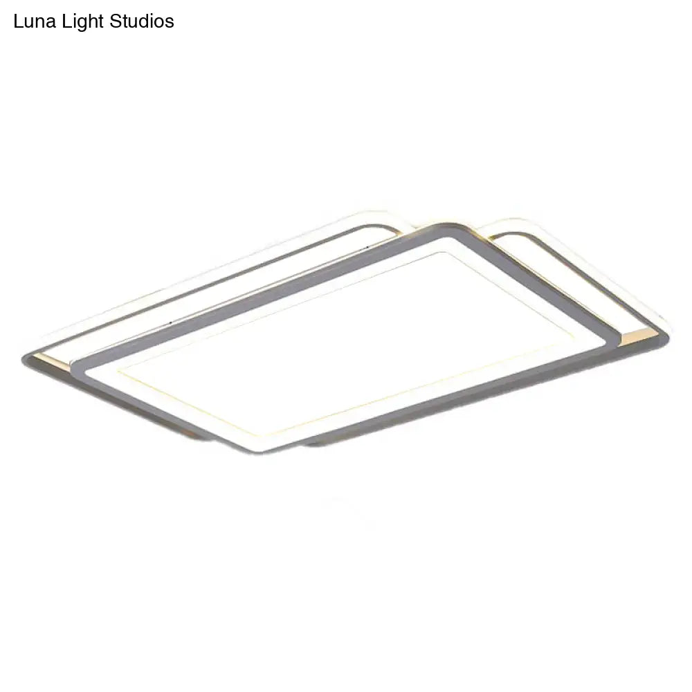 Ultra Slim Acrylic Ceiling Flush Mount Led Fixture (16’/19.5’/35.5’) In Grey With Warm/White Light