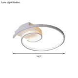Ultra-Slim Curled Metal Led Flush Mount Ceiling Light - 16.5/20.5 Width Modern Style Black/White