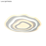 Ultra Thin Acrylic Ripple Ceiling Lamp - 19.5’/23.5’ W Simple White Led Light In Warm/White