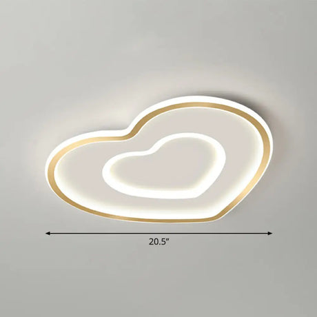Ultra - Thin Gold Love Heart Led Ceiling Light For Bedroom / 20.5’ White