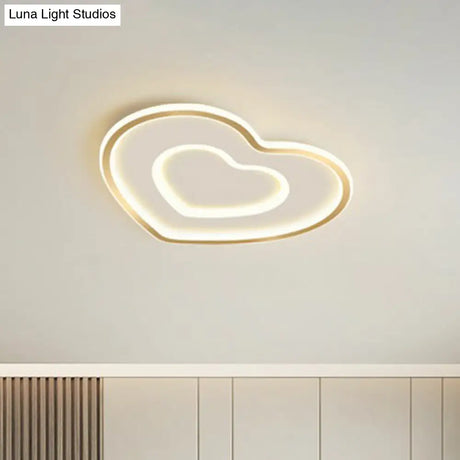Ultra - Thin Gold Love Heart Led Ceiling Light For Bedroom