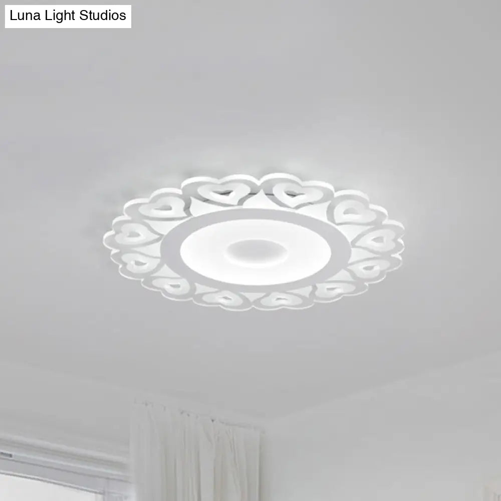 Ultra Thin Heart Pattern Led Ceiling Light - Simple Acrylic Flush Mount White 16’/19.5’/23.5’ Dia