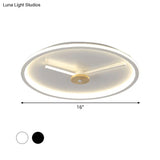 Ultra - Thin Led Ceiling Light With Adjustable Hour Hand Design For Modern Bedrooms In Black Or