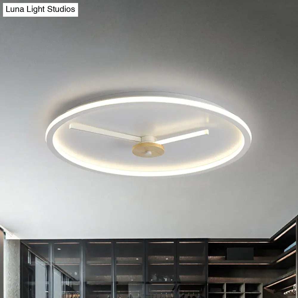 Ultra - Thin Led Ceiling Light With Adjustable Hour Hand Design For Modern Bedrooms In Black Or