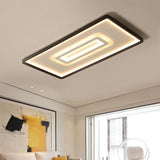 Ultra Thin Rectangular Led Flushmount Ceiling Lamp In Acrylic Black - Warm/White Light / White