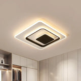 Ultra-Thin Triple Square Flush Light: Acrylic Black & White 16/19.5 Wide Led Ceiling Mount In
