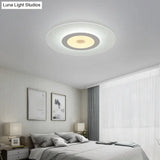 Ultrathin Flush Ceiling Light With Floral Pattern - Led Acrylic Fixture White