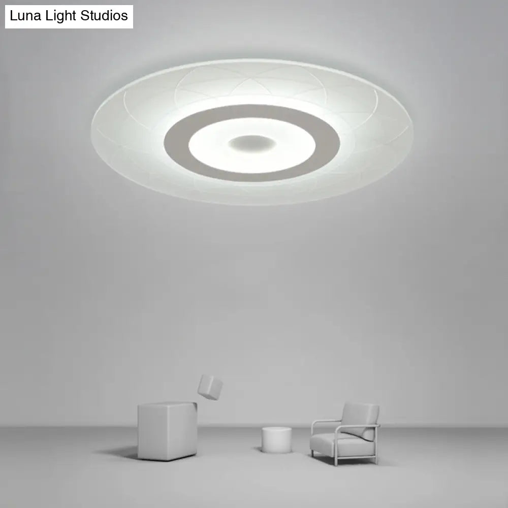 Ultrathin Flush Ceiling Light With Floral Pattern - Led Acrylic Fixture White / 16.5