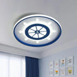 Ultrathin Mediterranean Flush Mount Led Ceiling Light For Kid’s Room In Blue With Warm/White / White