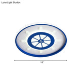 Ultrathin Mediterranean Flush Mount Led Ceiling Light For Kid’s Room In Blue With Warm/White