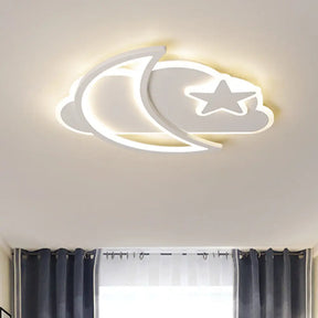 Ultrathin Nordic Led Ceiling Light For Bedroom - Moonlit Night Sky Design White