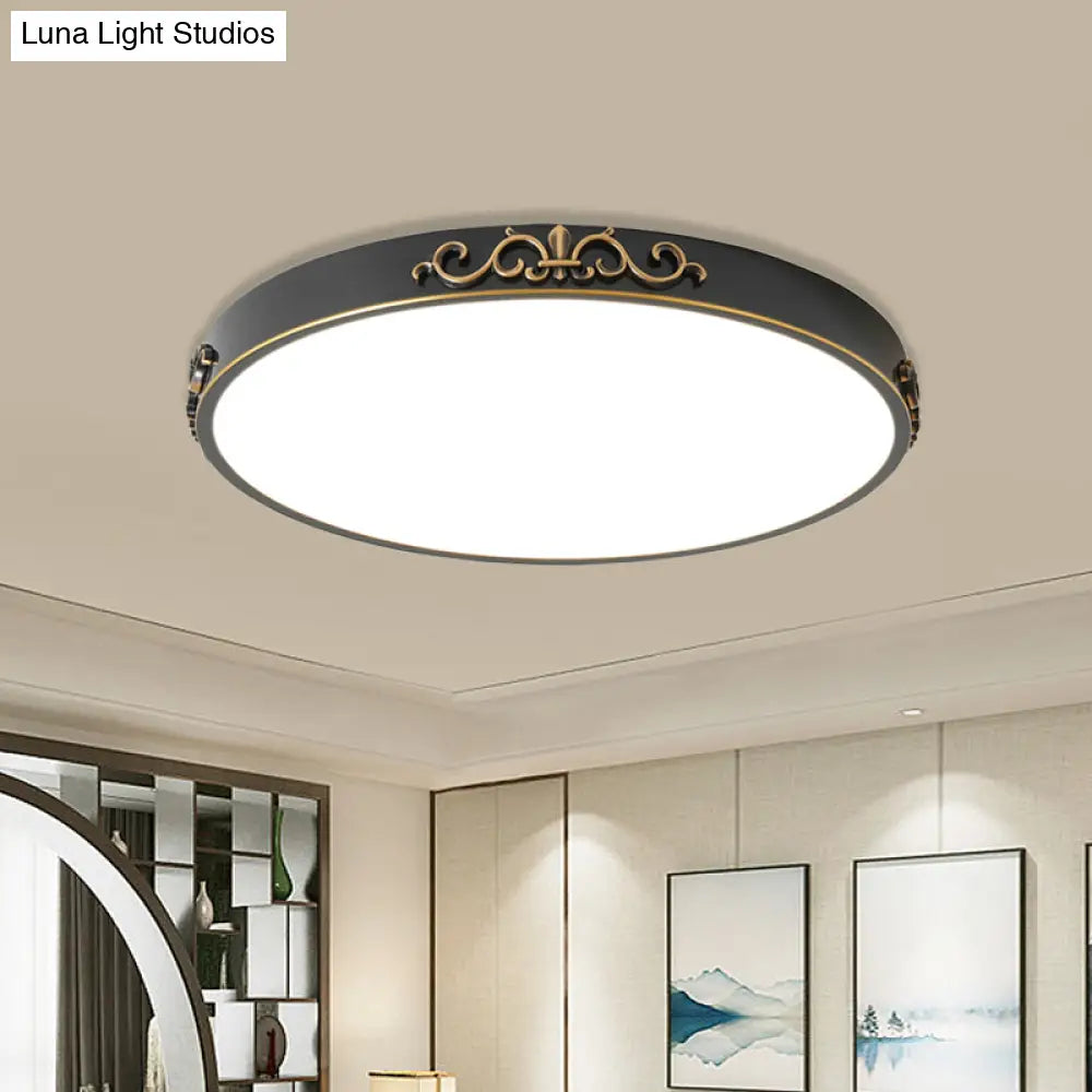 Ultrathin Round Led Flush Mount Ceiling Light - Minimalistic Black Metal Design