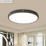 Ultrathin Round Led Flush Mount Ceiling Light - Minimalistic Black Metal Design
