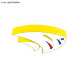 Underwater Adventure Led Flush Mount Lamp - Colorful Acrylic Tropical Fish Design For Children’s