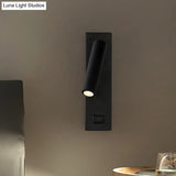 Usb Rechargeable Tube Wall Sconce - Simple Metal Integrated Led Light Fixture Black/White Warm/White