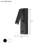 Usb Rechargeable Tube Wall Sconce - Simple Metal Integrated Led Light Fixture Black/White Warm/White