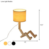 Valentina - Wooden Man-Shaped Table Lamp With Book Rack And Fabric Shade