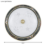 Veined Glass Led Flushmount With Bowl Shade In Black And Gold: Traditional Bedroom Lighting 3 Sizes