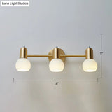 Versatile Swivel Dome Milk Glass Vanity Light - Postmodern Brass Wall Lamp For Bath Décor