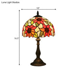 Victorian Bronze Sunflower Pattern Night Light With Glass Shade - Bedside Lighting