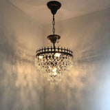Victorian Clear Teardrop Crystal Chandelier For Living Room - Crown Shaped Hanging Lamp Rust / 10