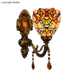 Victorian Crystal Stained Glass Bowl Wall Lighting - 1 Light Mount