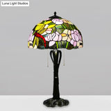Victorian Cut Glass Cone/Dome Nightstand Lamp With Blossom Pattern