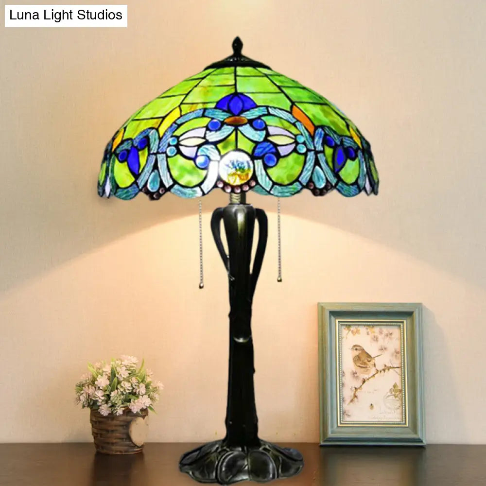 Victorian Cut Glass Cone/Dome Nightstand Lamp With Blossom Pattern