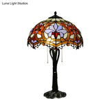 Victorian Cut Glass Cone/Dome Nightstand Lamp With Blossom Pattern