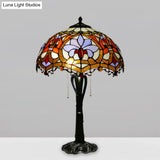 Victorian Cut Glass Cone/Dome Nightstand Lamp With Blossom Pattern